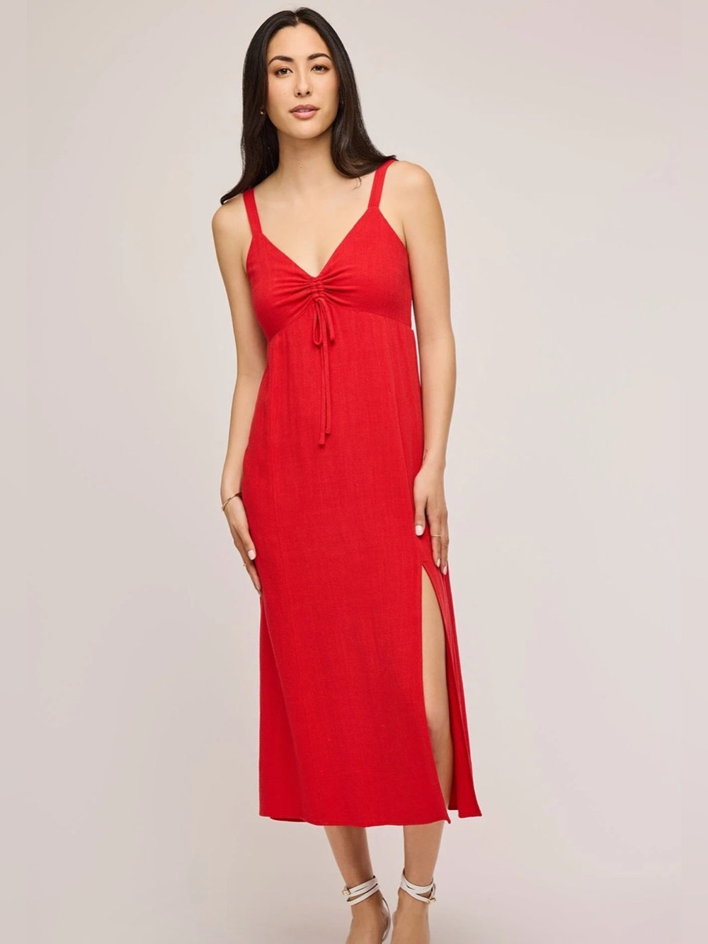 Gentle Fawn Cairo Linen Blend Midi Dress Red XS